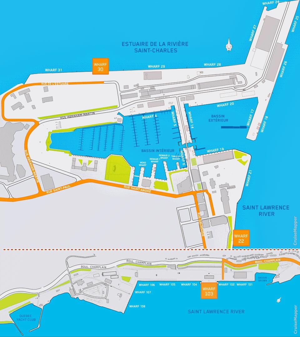 מפה של קוויבק סיטי cruise port